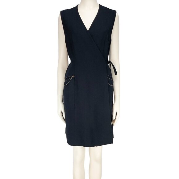 LIDA BADAY 100% Wool Designer Adjustable Wrap‎ Office Black Dress sz M - Picture 3 of 15